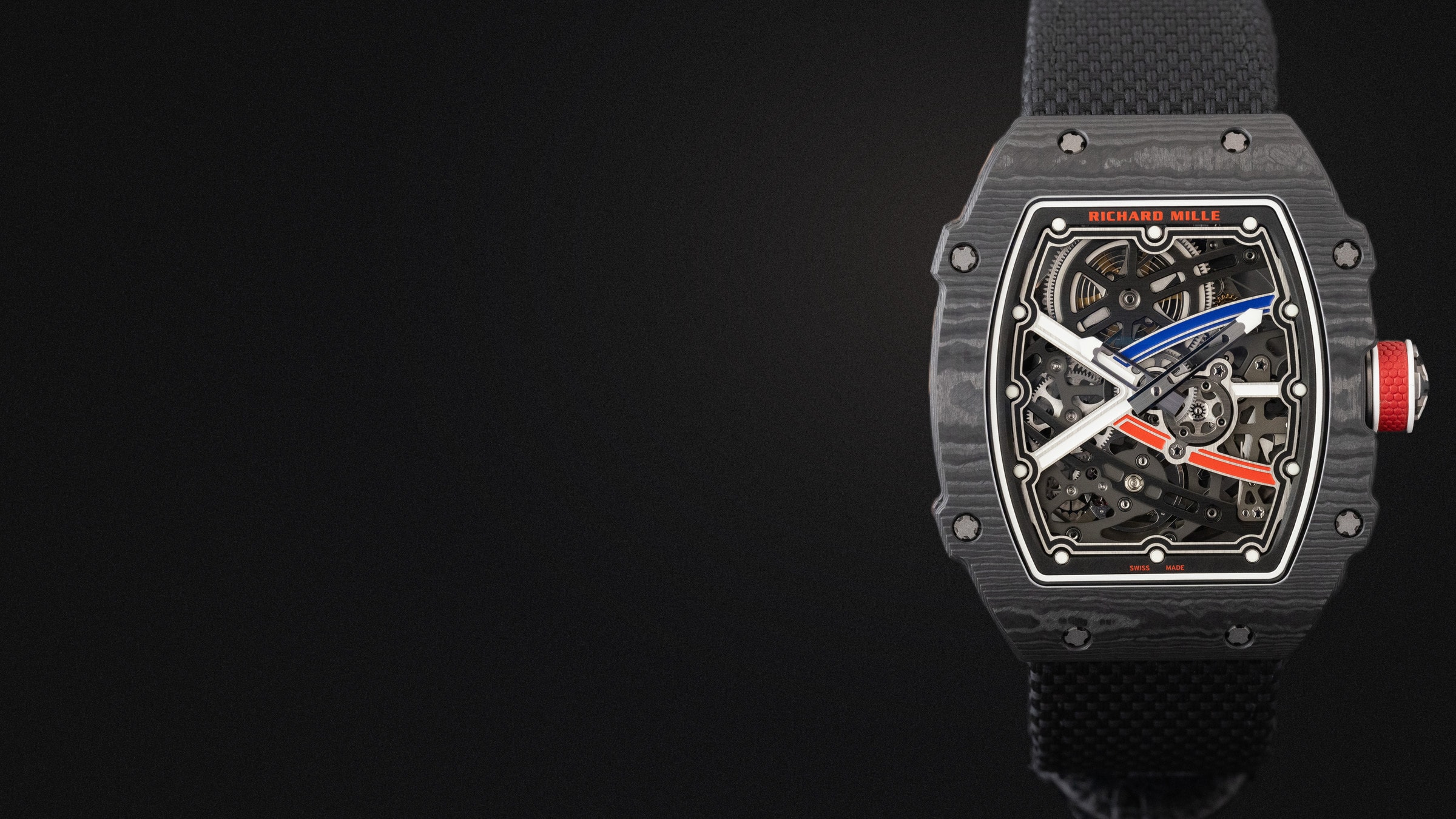 Richard Mille RM 67-02 aus Carbon, Nahaufnahme auf Schwarz